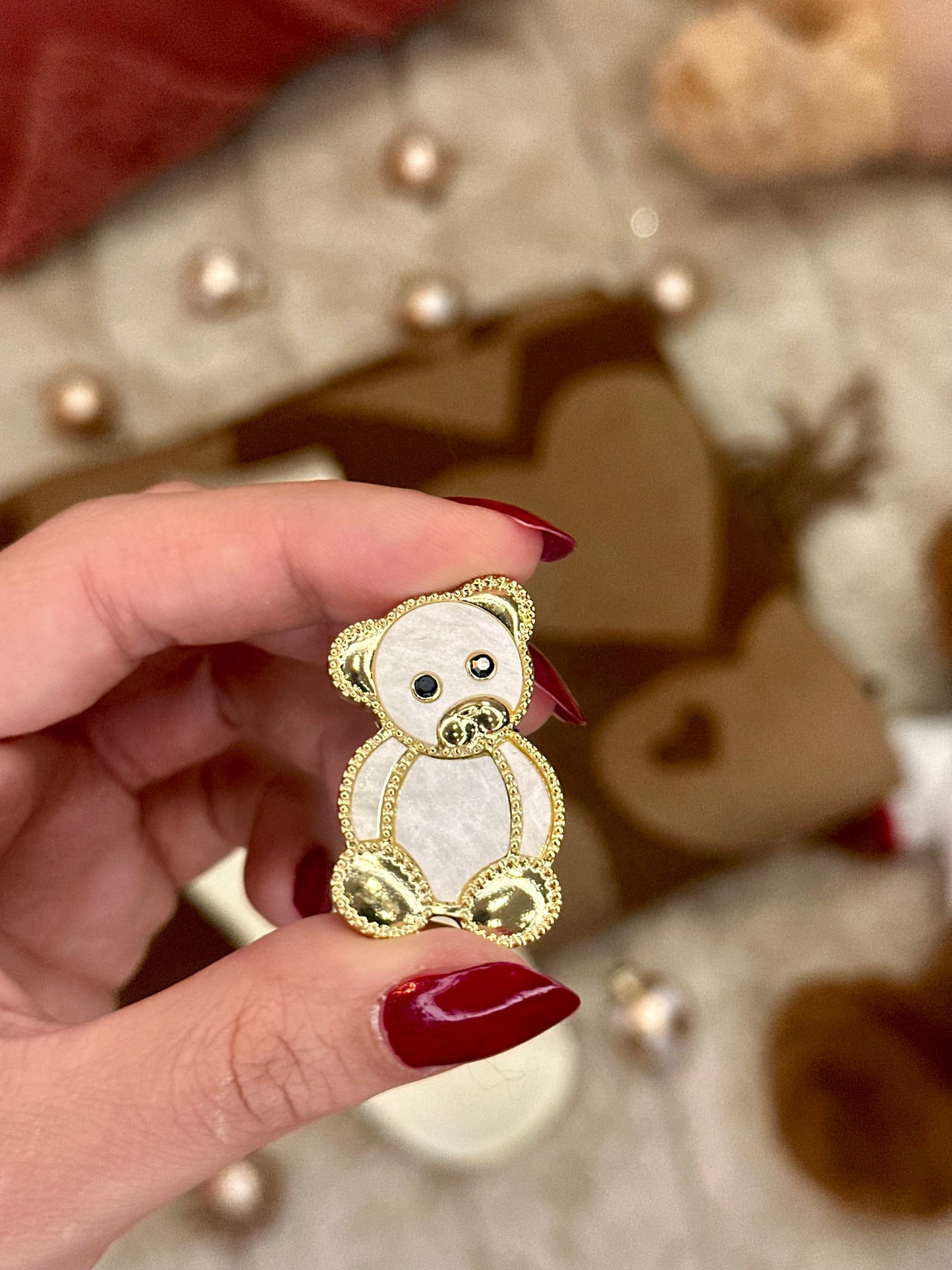 🎁 Darilni set - šal, nogavičke z medvedkom in broška z medvedkom