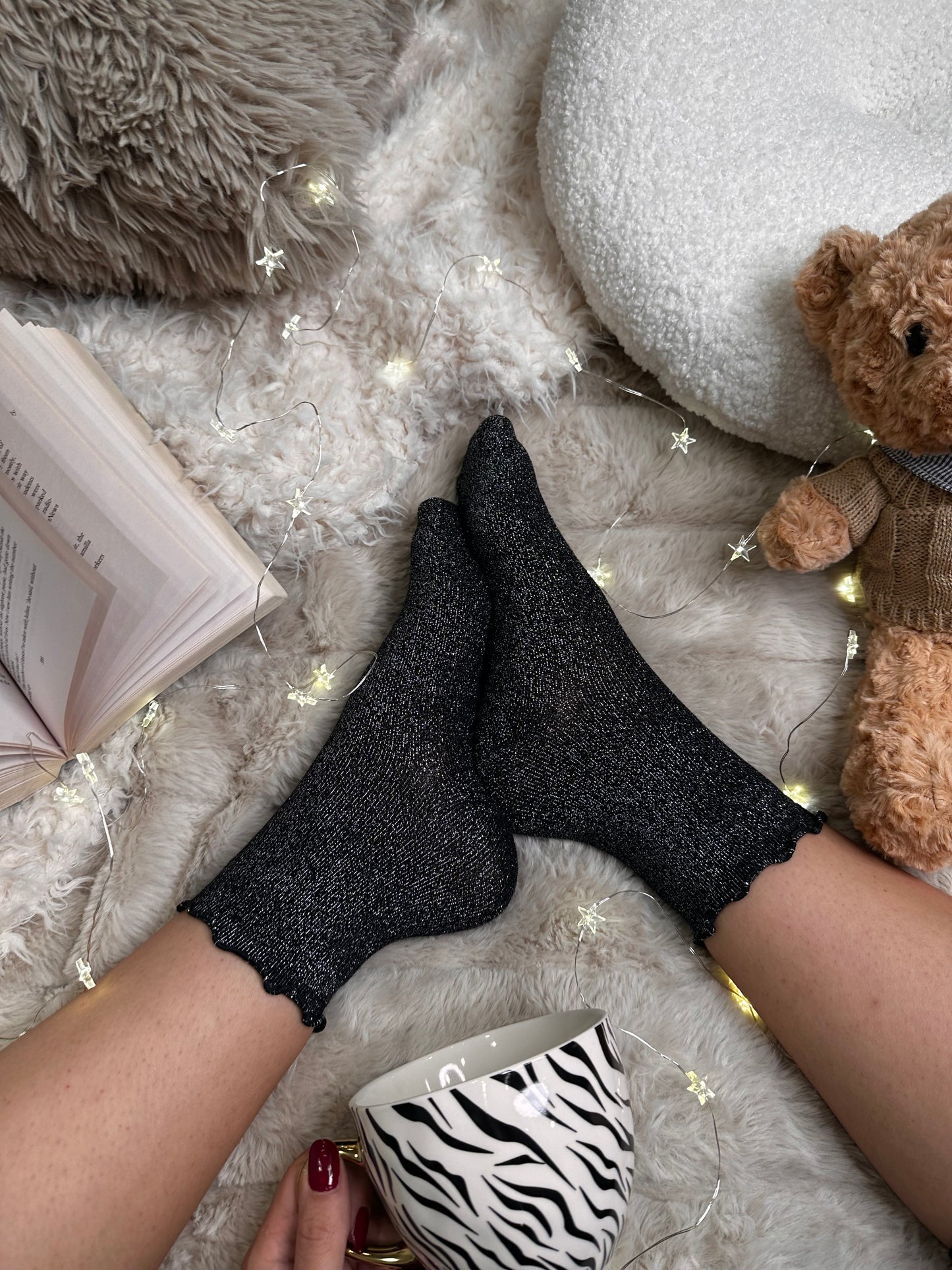 Paket 3 parov bleščečih nogavičk z volančki✨