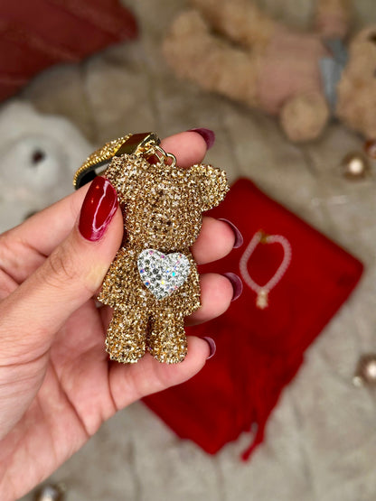 🎁 Darilni set - šal, zapestnica s perlicami in obesek medo