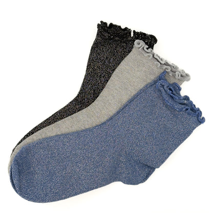 Paket 3 parov bleščečih nogavičk z volančki✨