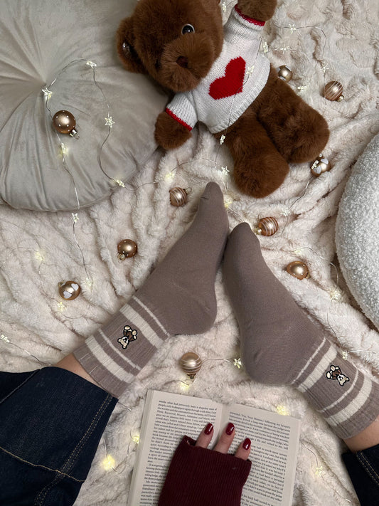 Paket 2 parov volnenih  termo nogavičk z medvedkom🧸