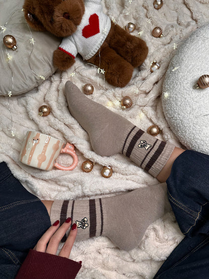 Paket 3 parov volnenih  termo nogavičk z medvedkom🧸