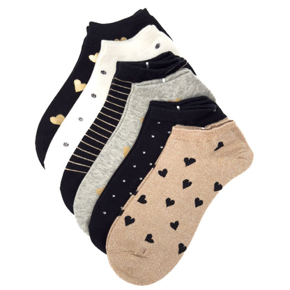 Paket 6 nizkih nogavičk srce/črtice/pikice❤️