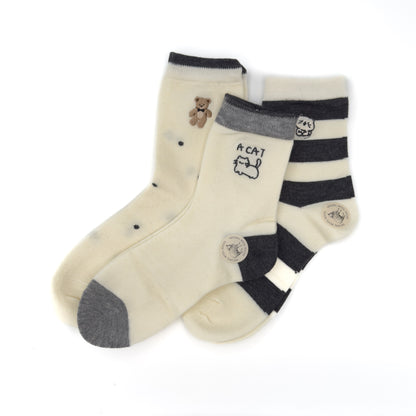 Paket 3 parov cozy naravnih volnenih nogavičk z vzorci🧸