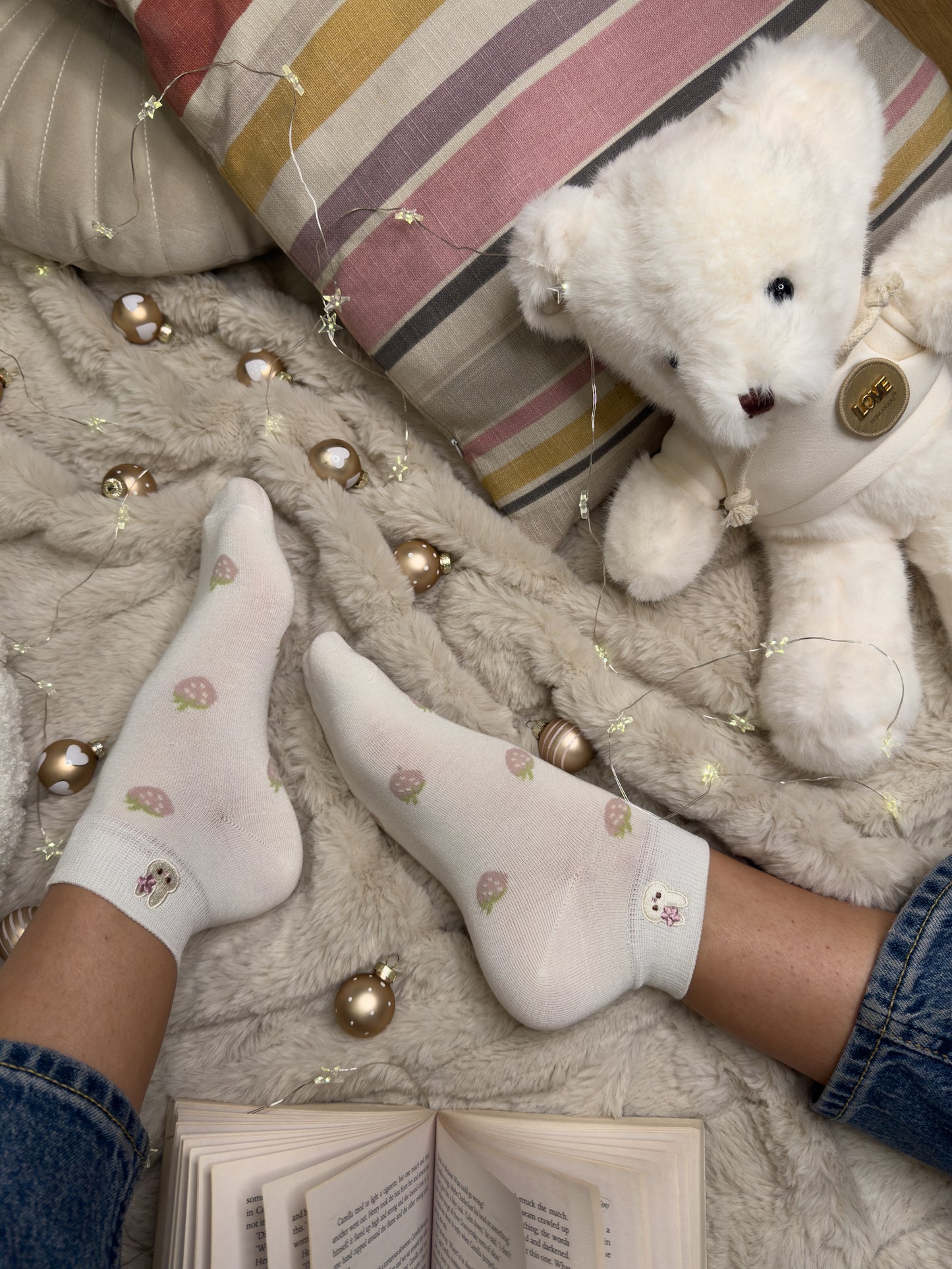 Paket 3 nizkih nogavičk roza/bele Jagode🍓