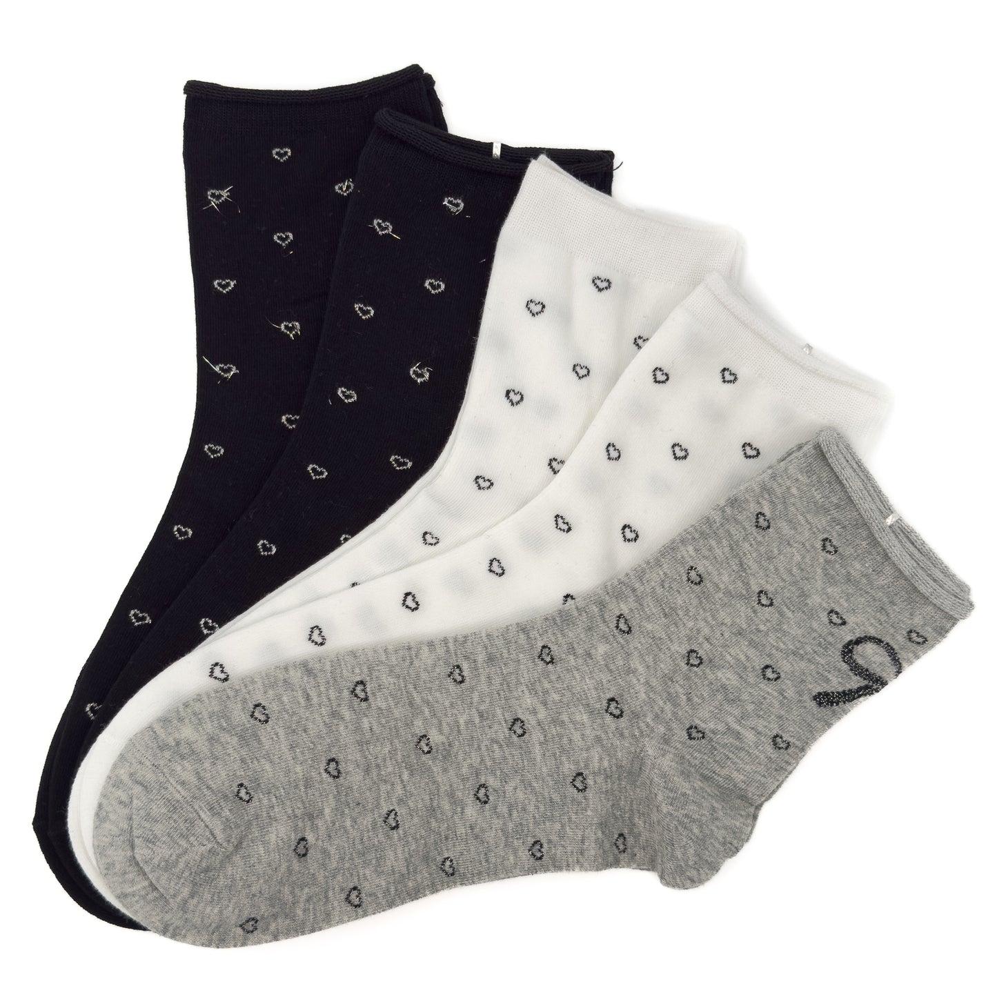 Paket 5 parov nogavic z malimi srčki 🖤