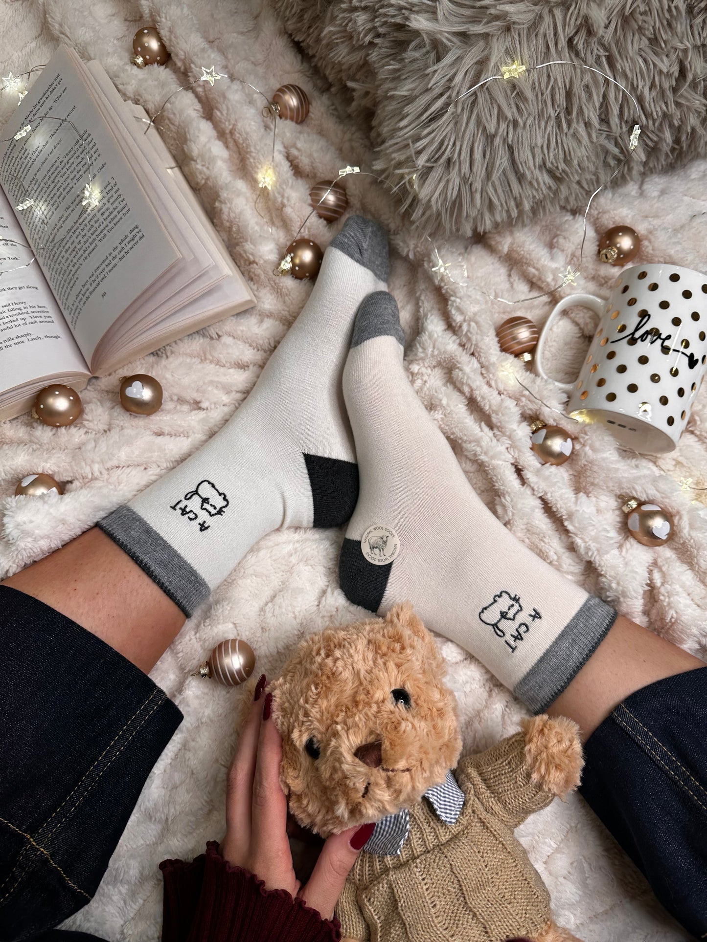 Paket 3 parov cozy naravnih volnenih nogavičk z vzorci🧸