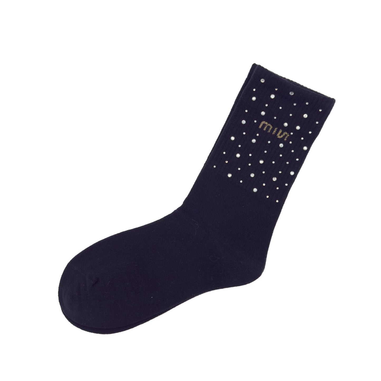 Par črnih MIU nogavičk s kristalčki ✨