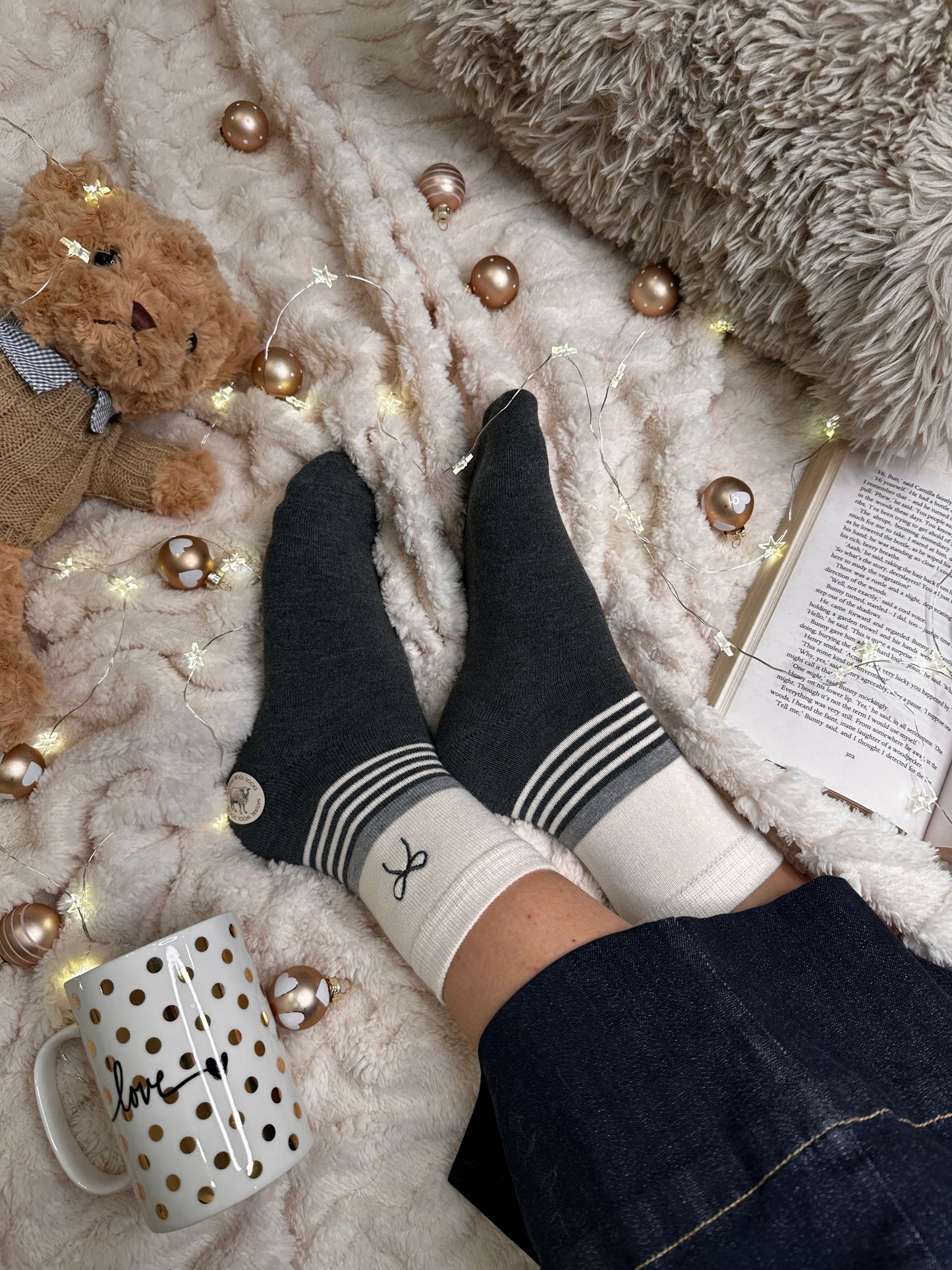 Paket 3 parov cozy naravnih volnenih nogavičk z vzorci🧸