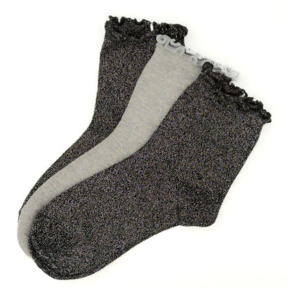 Paket 3 parov bleščečih nogavičk z volančki✨