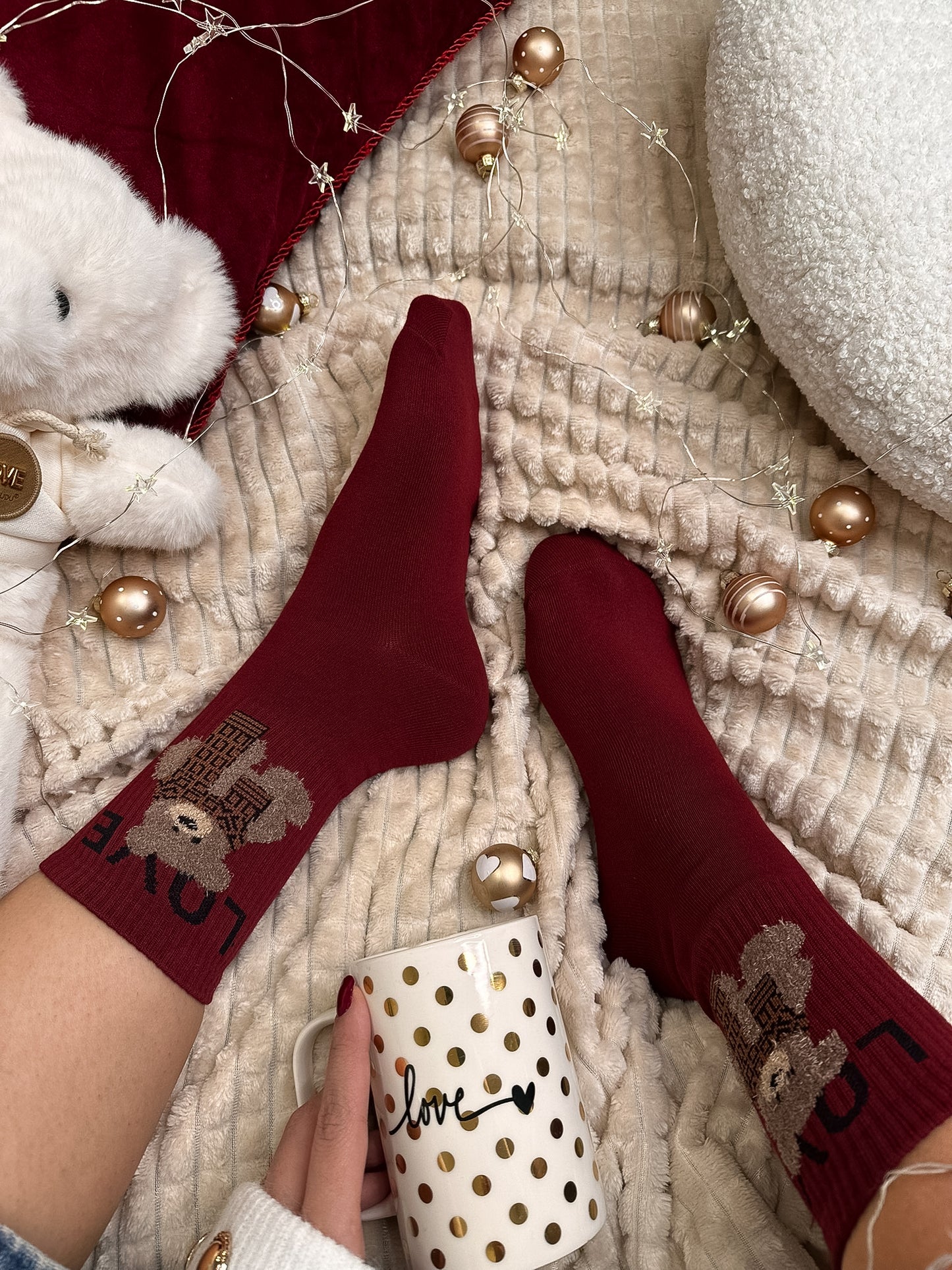 Par bordo nogavičk z medvedkom LOVE 🤎