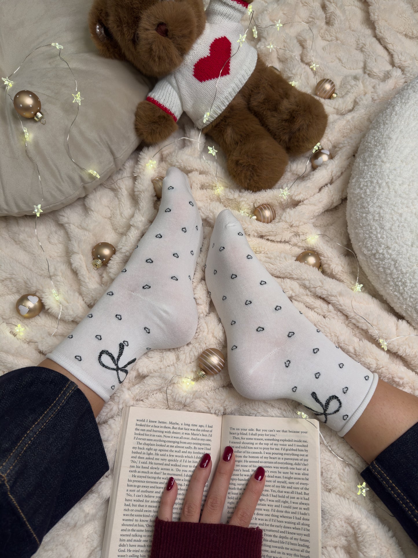 Paket 5 parov nogavic z malimi srčki 🖤