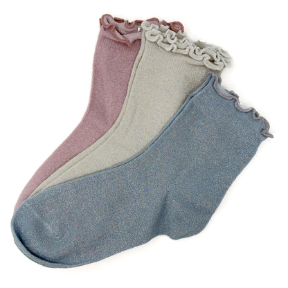 Paket 3 parov bleščečih nogavičk z volančki✨