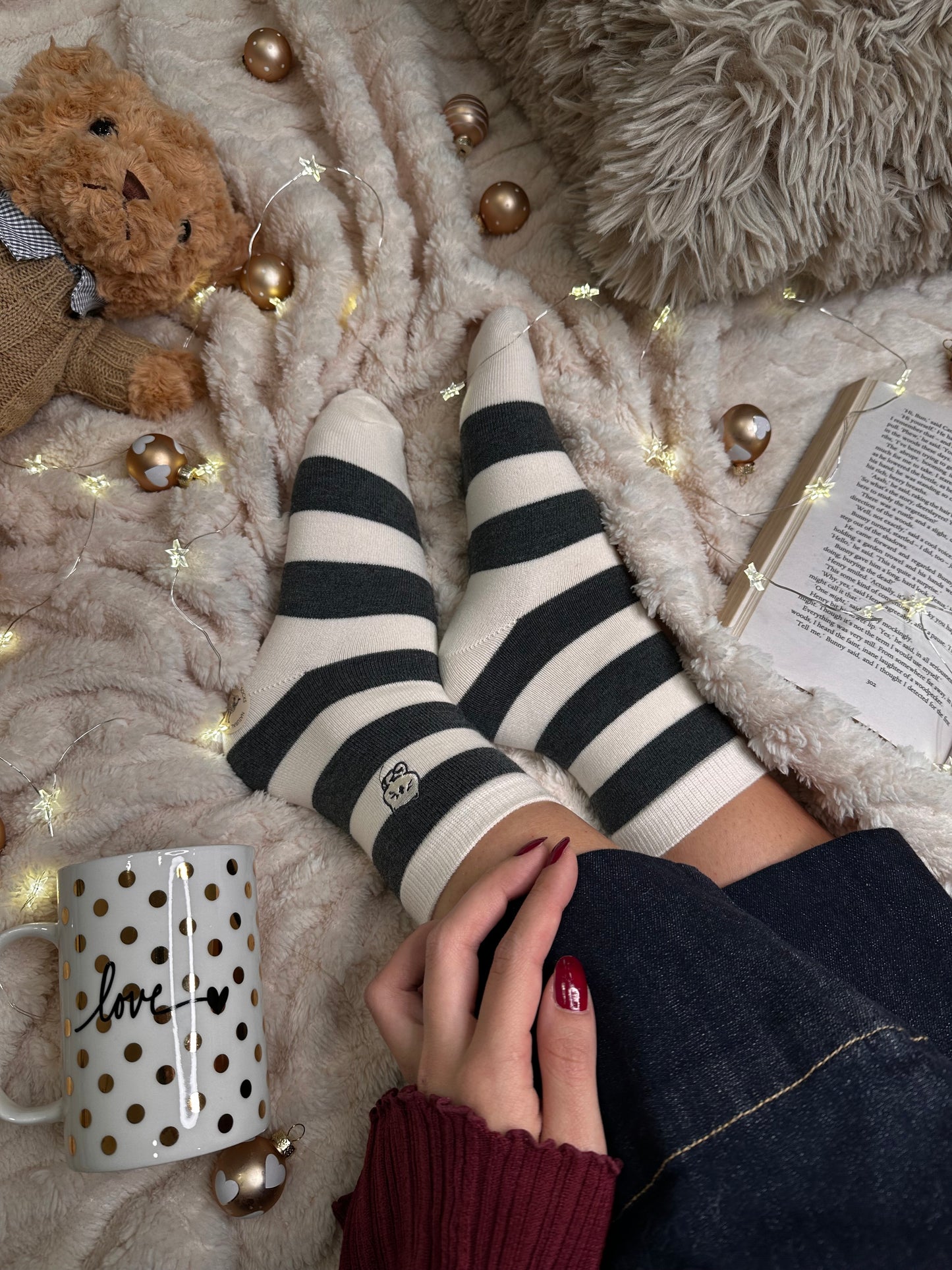 Paket 3 parov cozy naravnih volnenih nogavičk z vzorci🧸