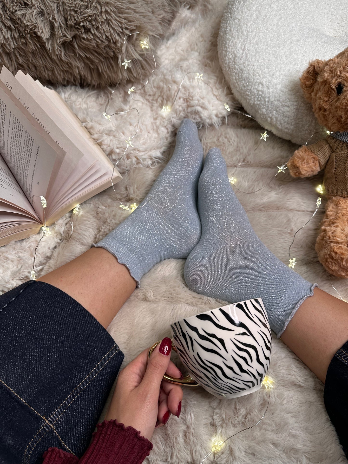 Paket 3 parov bleščečih nogavičk z volančki✨