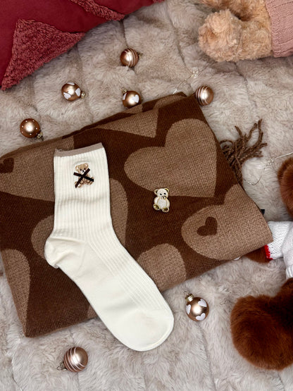 🎁 Darilni set - šal, nogavičke z medvedkom in broška z medvedkom