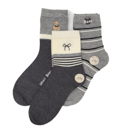 Paket 3 parov cozy naravnih volnenih nogavičk z vzorci🧸