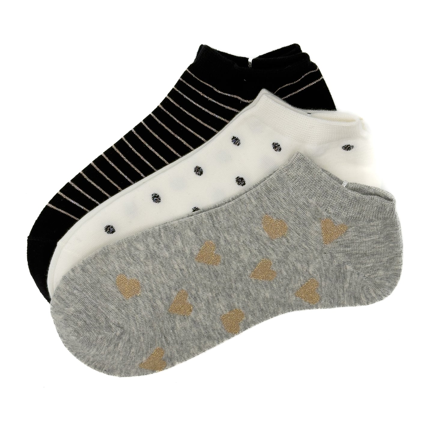 Paket 3 nizkih nogavičk srce/črtice/pikice❤️