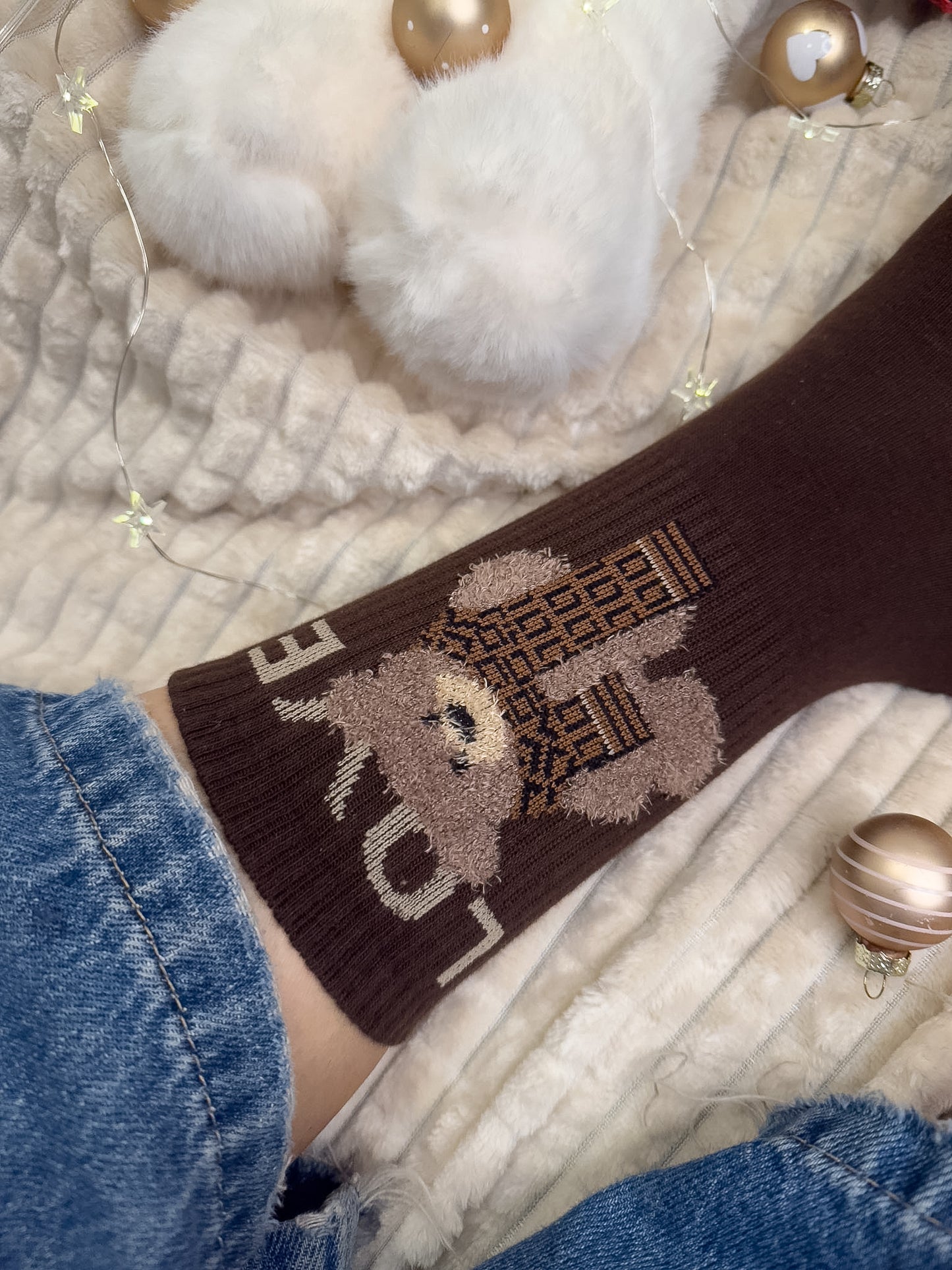 Par rjavih nogavičk z medvedkom LOVE 🤎