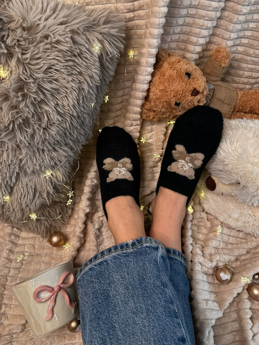 Par črnih nizkih nogavičk z medvedkom🧸