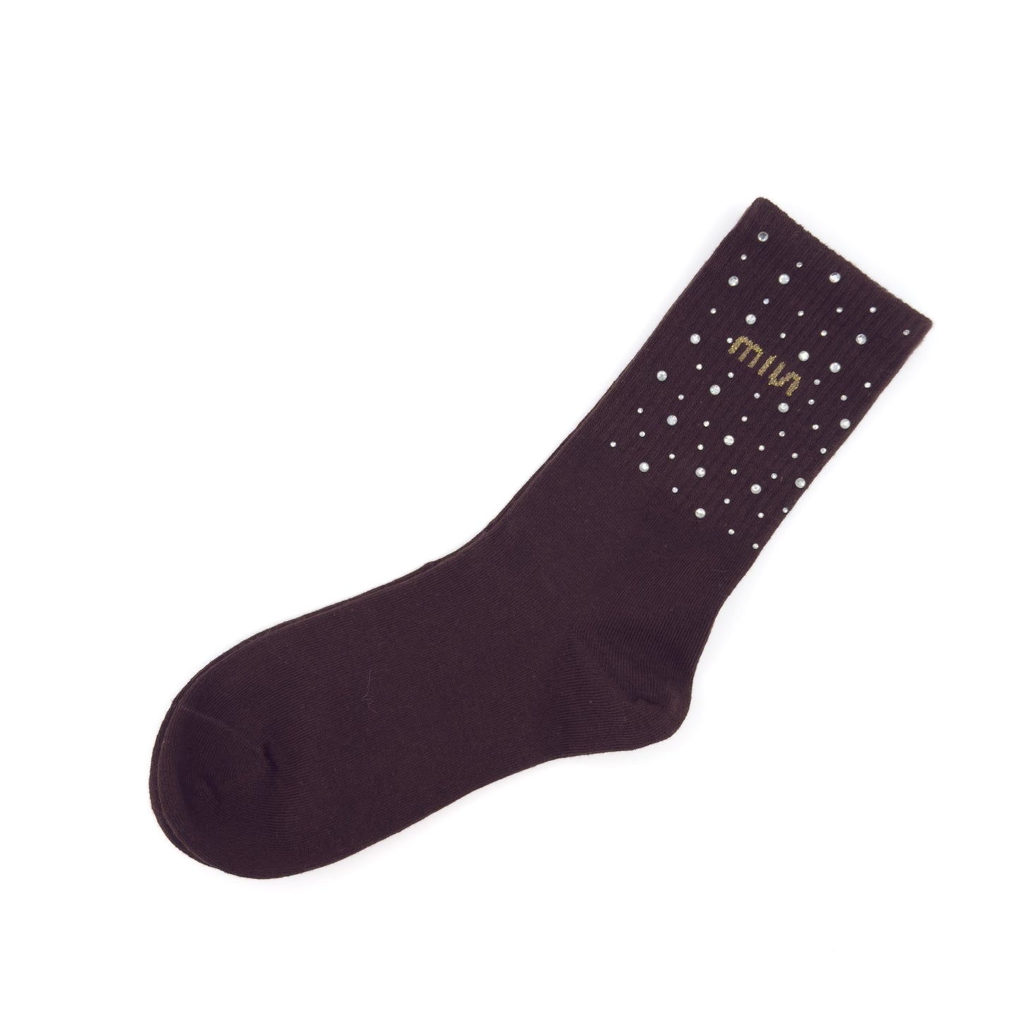 Par rjavih MIU nogavičk s kristalčki ✨