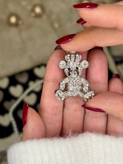 🎁 Darilni set - šal, broška medo in ogrlica iz perlic